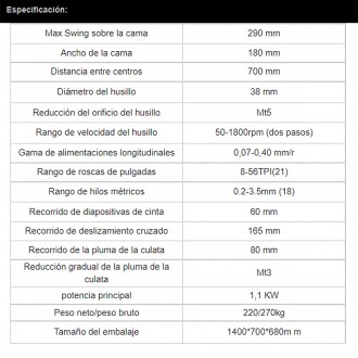 torno  070 CM  de entrepuntos